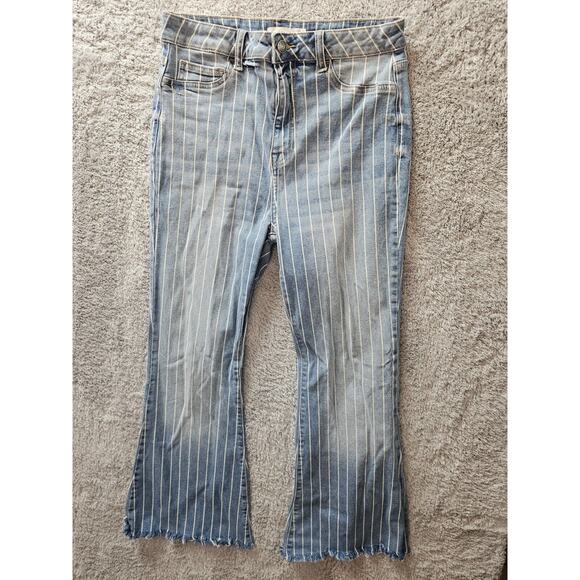 Cello Striped High‎ Rise Skinny Flare Jeans Size 11 - Inseam 28 Waist 30 - Picture 2 of 4